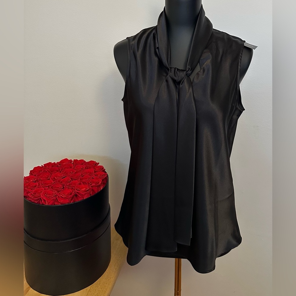 Elegant Satin Tie-Neck Blouse